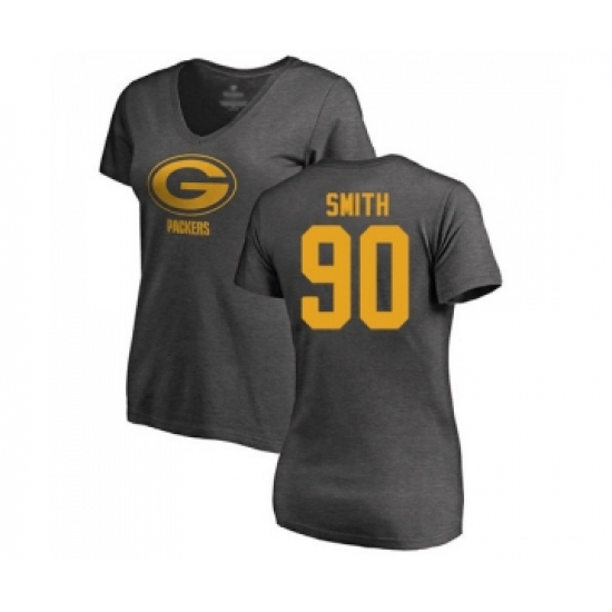 Football Women's Green Bay Packers #90 Za'Darius Smith Ash One Color T-Shirt