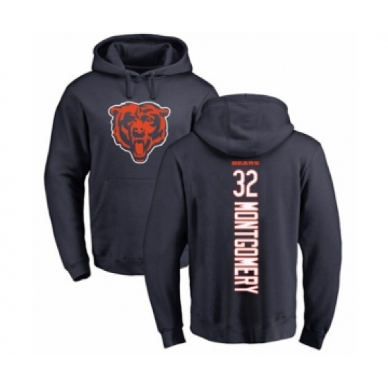 Football Chicago Bears #32 David Montgomery Navy Blue Backer Pullover Hoodie