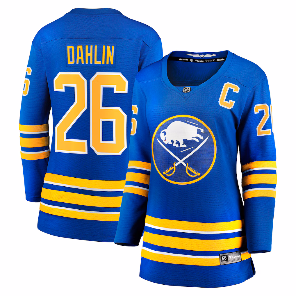 Women's Buffalo Sabres Rasmus Dahlin Fanatics Royal Home Captain Patch Breakaway Jersey