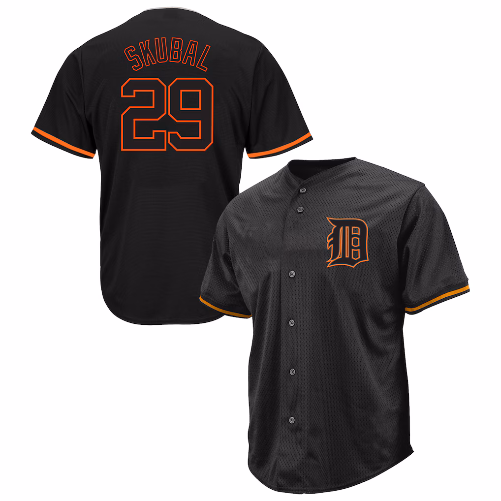 Men's Detroit Tigers Tarik Skubal Profile Black Big & Tall Pop Fashion Jersey