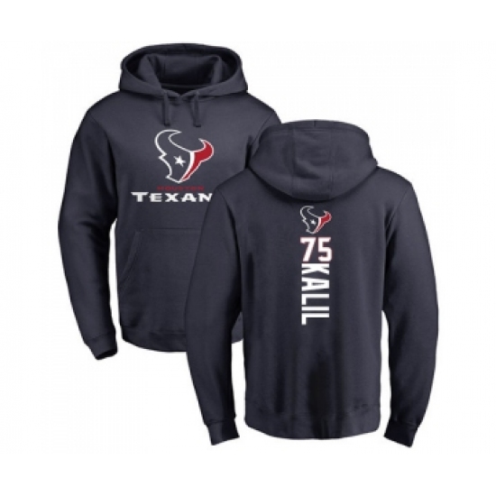 Football Houston Texans #75 Matt Kalil Navy Blue Backer Pullover Hoodie
