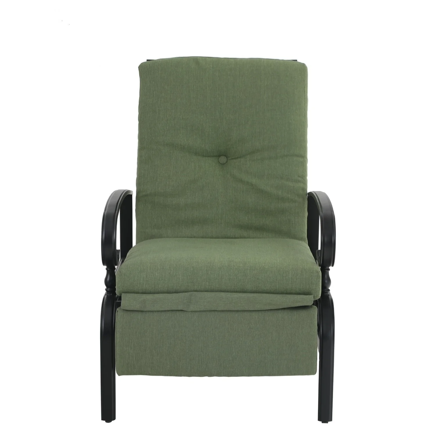 Outdoor Adjustable Cushioned Metal Patio Recliner Lounge Chair Green N/A - Curated Treasures Market