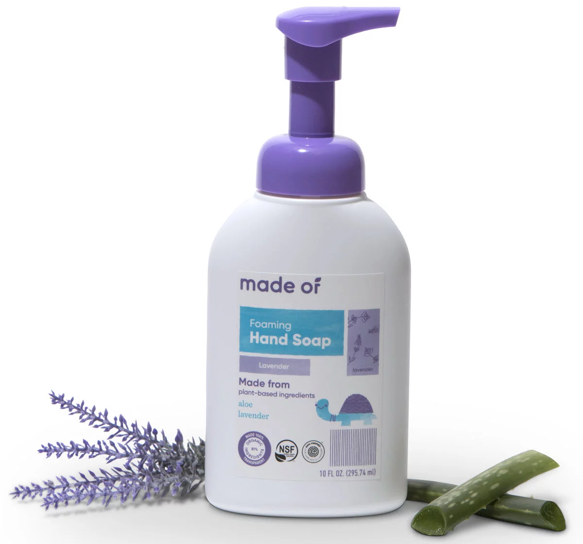MADE OF Foaming Organic Castile Hand Soap, NSF Organic and EWG Verified, Lavender, 10 Oz - Curated Treasures Market