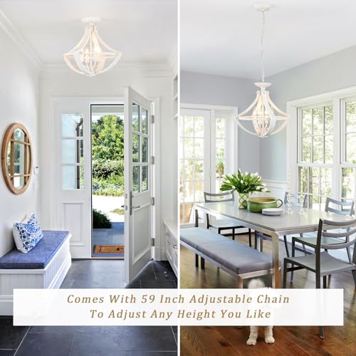 MRHYSWD Farmhouse Chandelier Light Fixture Modern Pendant Light Fixtures Dining Room Chandeliers Adjustable Height Hanging Light Fixtures for Living Room, Foyer, Kitchen Island, Bedroom, Hallway