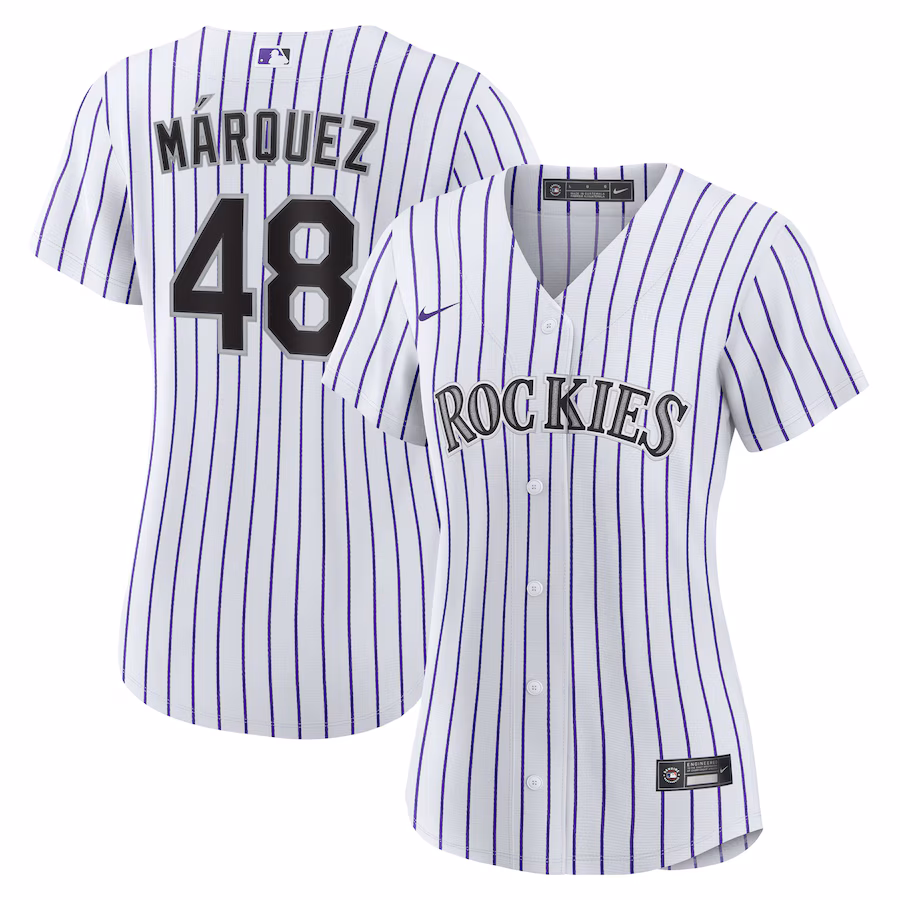 Women's Colorado Rockies German Marquez Nike White Home Replica Jersey