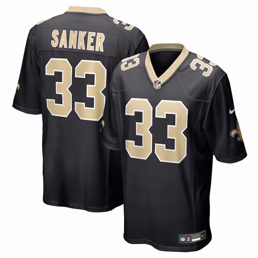 Men's New Orleans Saints Jonas Sanker Nike Black Team Game Jersey
