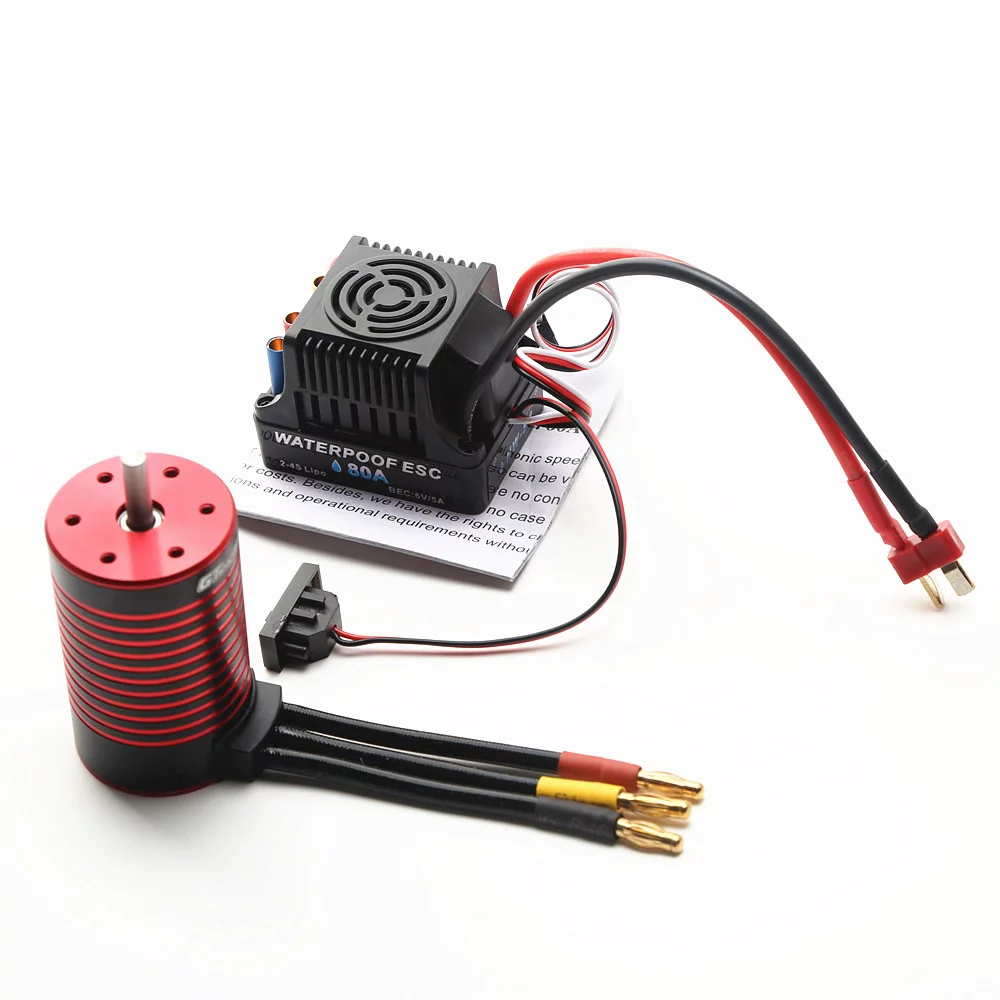 GTSKYTENRC waterproof 3660 Brushless Motor 3800KV with 80A Brushless ESC for Trax4 Remote Control Car 1/8/1/10 Tamiya - Curated Treasures Market