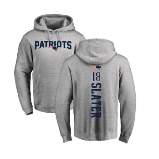 Football New England Patriots #18 Matthew Slater Ash Backer Pullover Hoodie