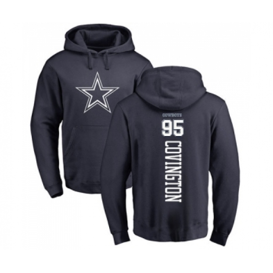 Football Dallas Cowboys #95 Christian Covington Navy Blue Backer Pullover Hoodie