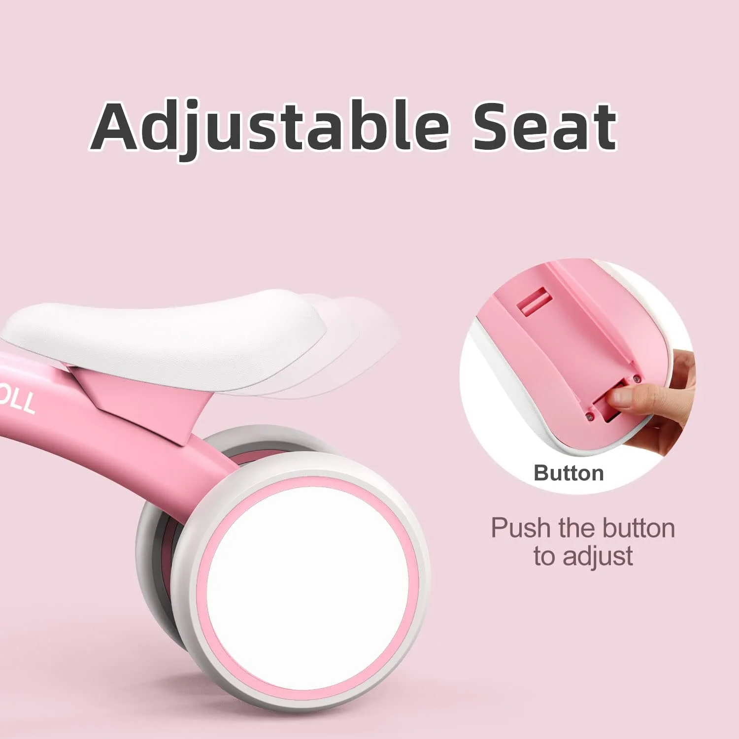 Baby Balance Bike for 1 Year Old Boys Girls, 12-24 Months Toddler Balance Bike with Removable Basket, Adjustable Seat, 4 Wheels Infant Bike, First Birthday Gift, Pink - Curated Treasures Market