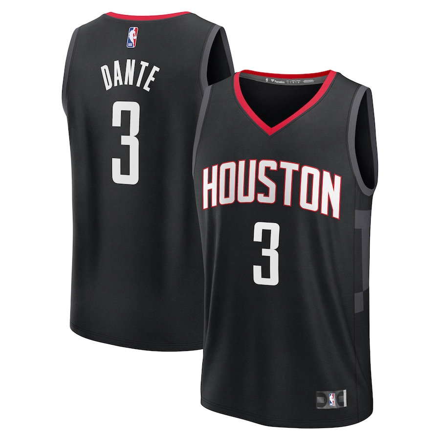 Men's Houston Rockets N'Faly Dante Fanatics Black Fast Break Replica Player Jersey - Statement Edition