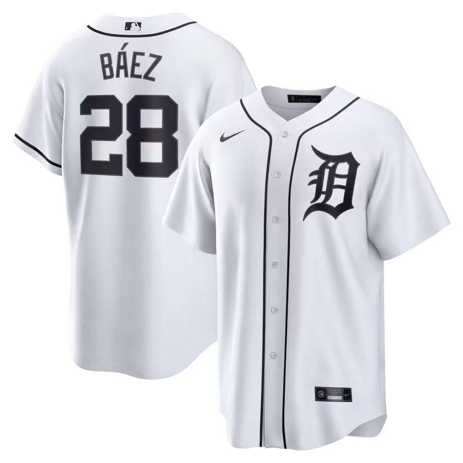 Men's Detroit Tigers Javier Báez Nike White Home Replica Jersey