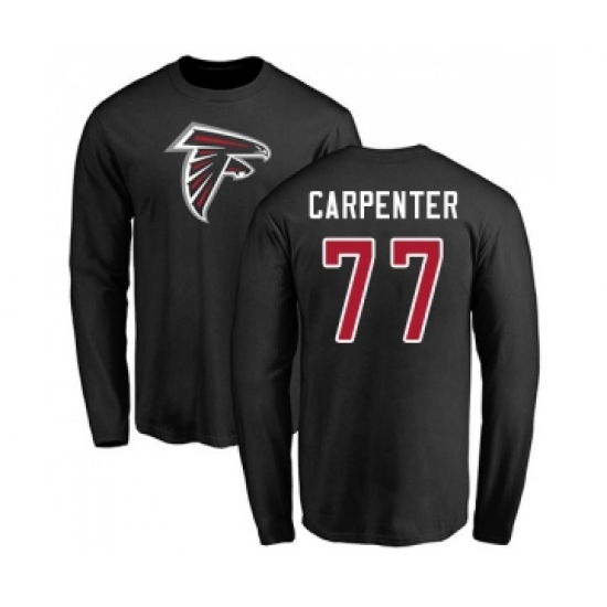 Football Atlanta Falcons #77 James Carpenter Black Name & Number Logo Long Sleeve T-Shirt
