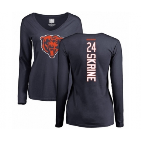 Football Women's Chicago Bears #24 Buster Skrine Navy Blue Backer Long Sleeve T-Shirt