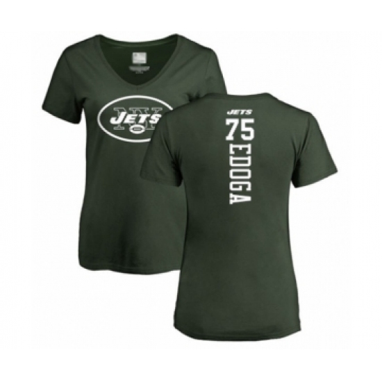 Football Women's New York Jets #75 Chuma Edoga Green Backer T-Shirt