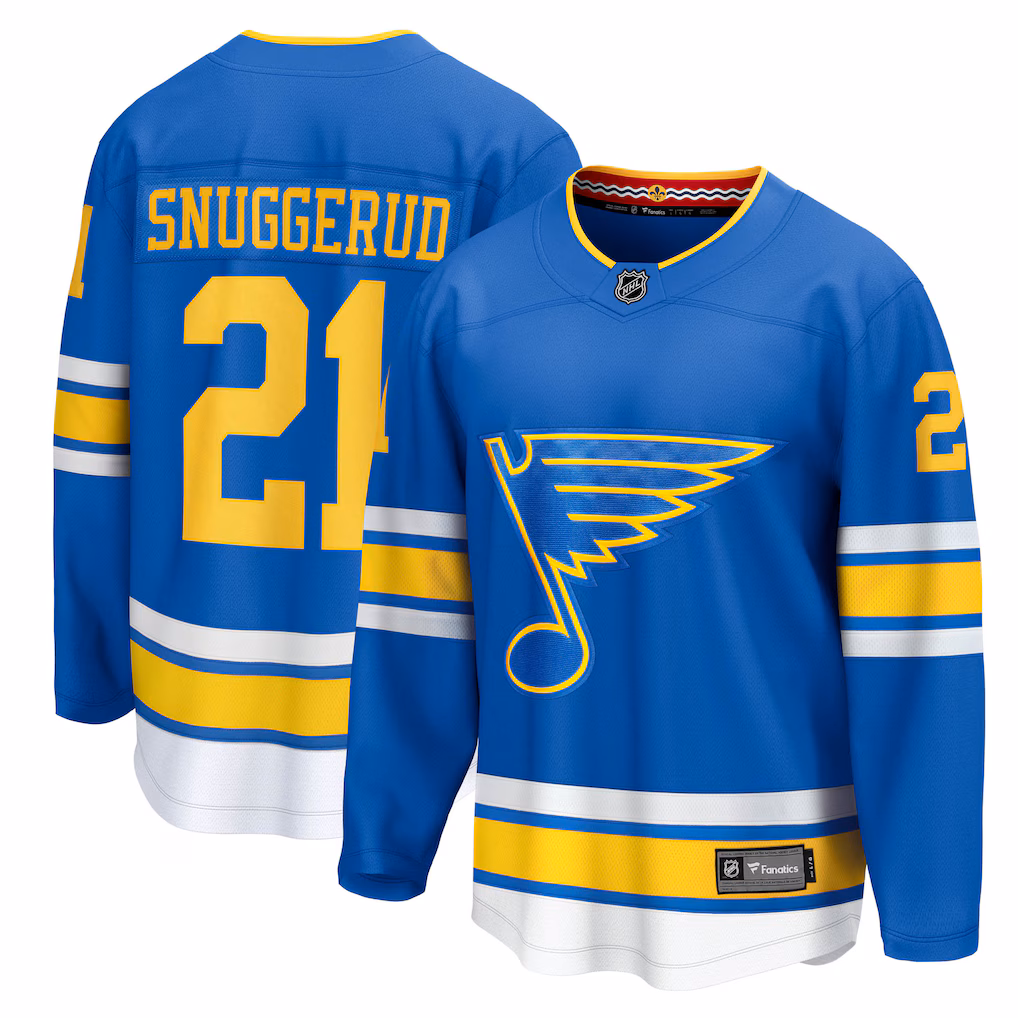 Men's St. Louis Blues Jimmy Snuggerud Fanatics Blue Home Breakaway Jersey