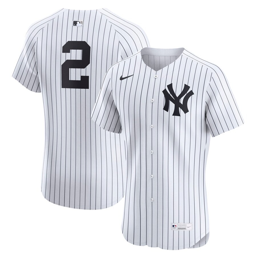 Men's New York Yankees Derek Jeter Nike White Home Elite Player Jersey