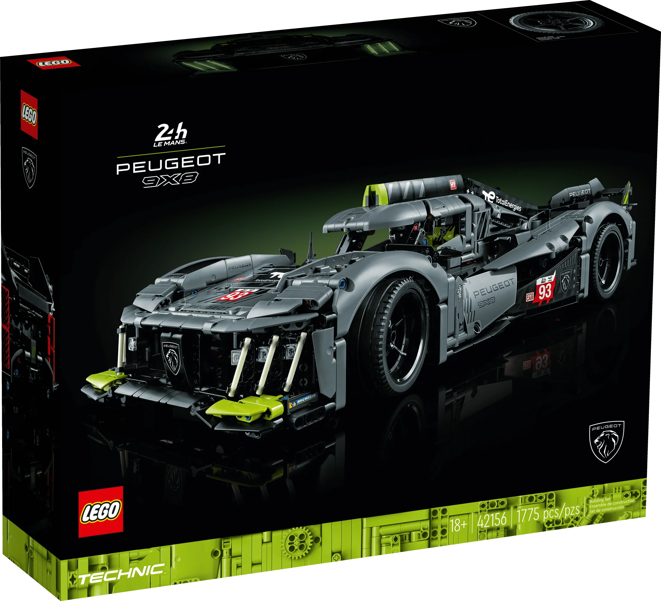 LEGO Technic PEUGEOT 9X8 24H Le Mans Hybrid Hypercar 42156 Collectible Race Car Building Kit for Adults and Teens