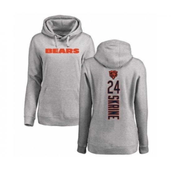 Football Women's Chicago Bears #24 Buster Skrine Ash Backer Pullover Hoodie