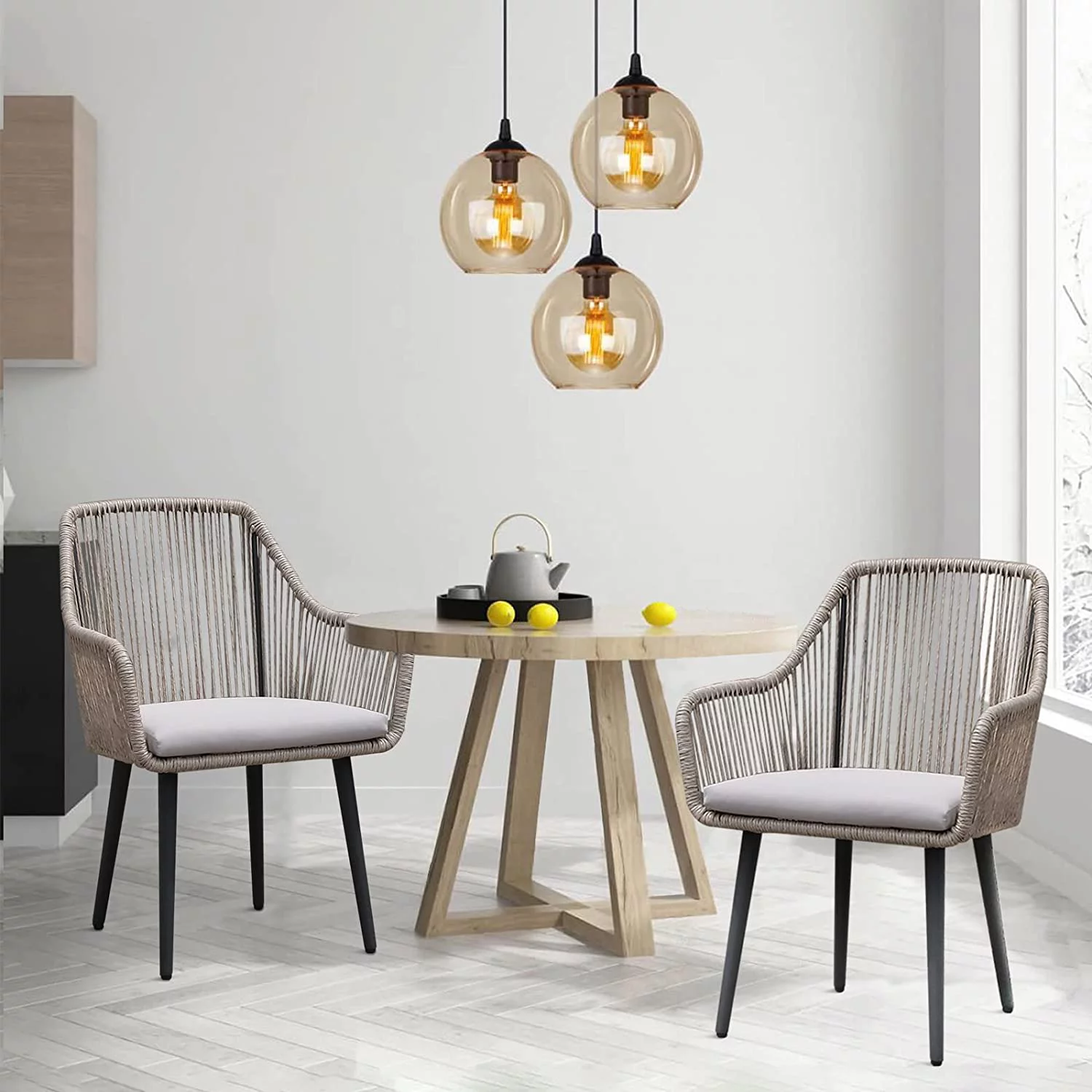 JOIVI Patio Wicker Chairs, 2 Pieces Outdoor Dining Chairs, All Weather Rattan Armchairs with Cushions, Indoor/Outdoor for Outside Lawn, Garden, Backyard, Tan - Curated Treasures Market