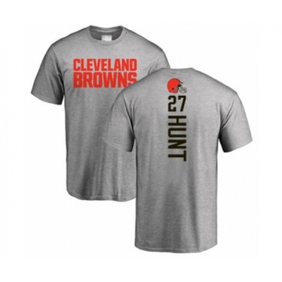 Football Cleveland Browns #27 Kareem Hunt Ash Backer T-Shirt
