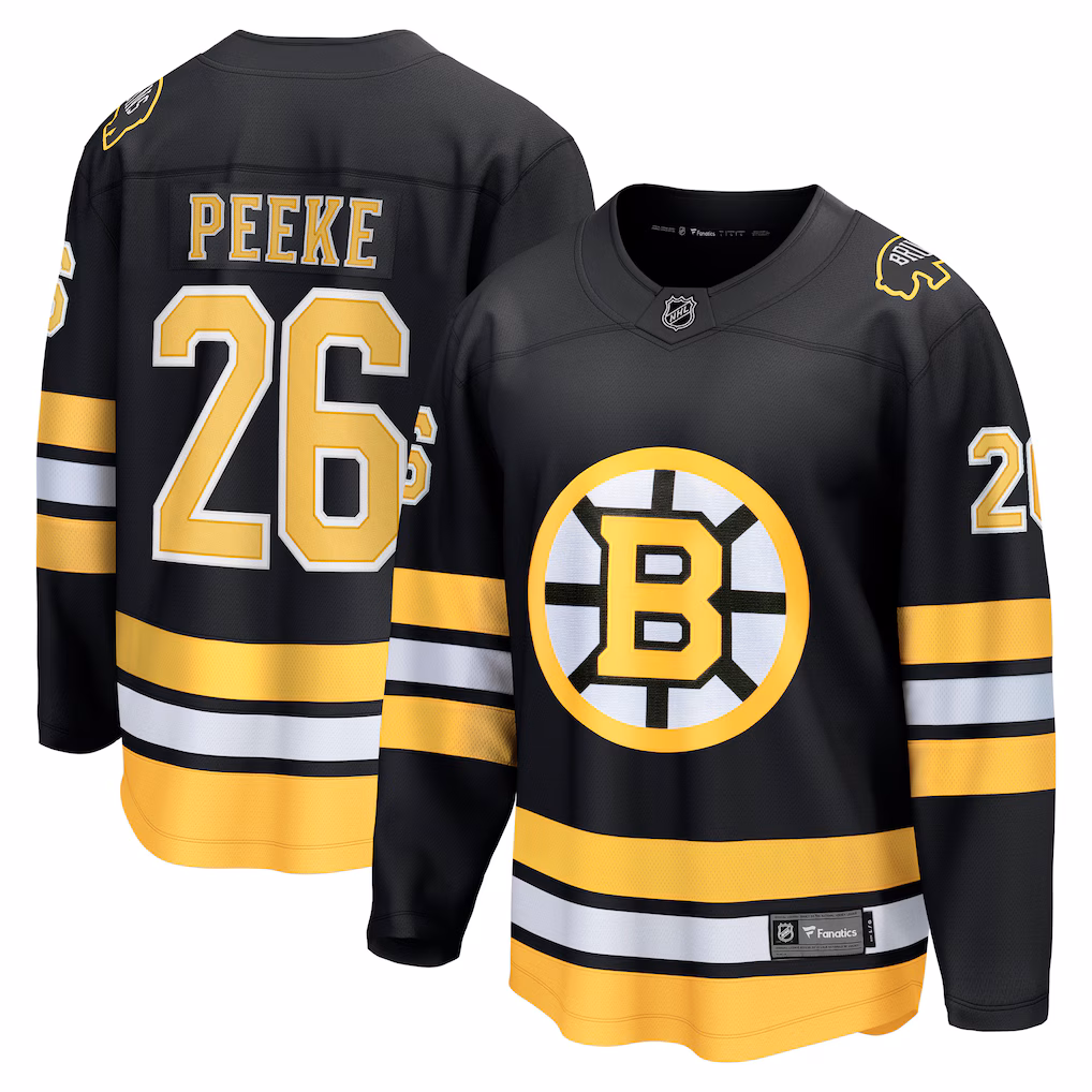 Men's Boston Bruins Andrew Peeke Fanatics Black Home Breakaway Player Jersey