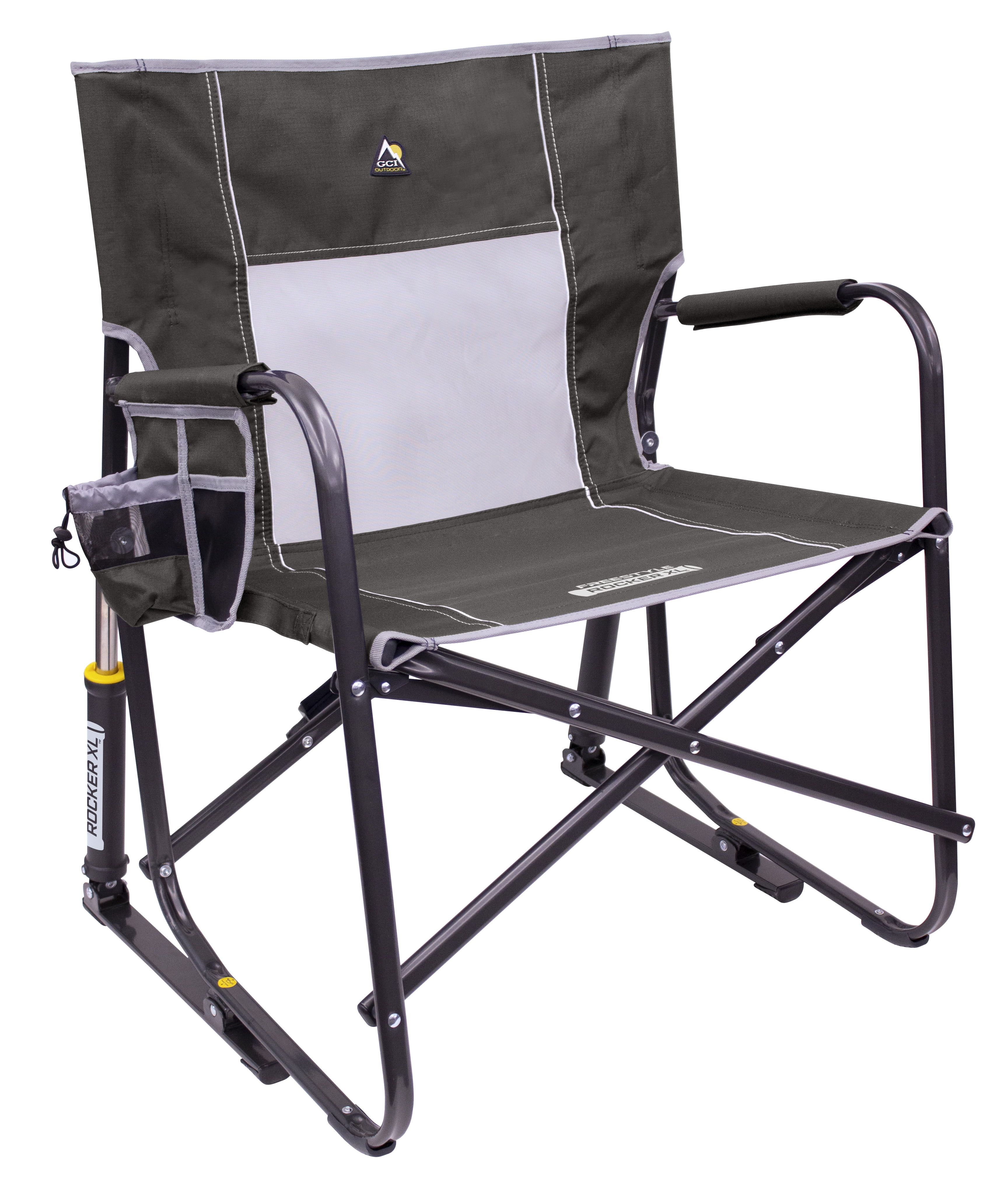 GCI Outdoor Freestyle Rocker XL Heavy Duty Folding Rocking Camping Chair, Pewter