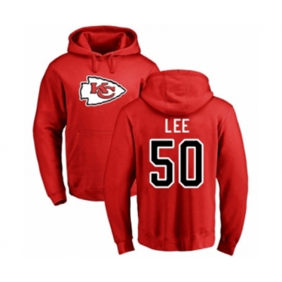 Football Kansas City Chiefs #50 Darron Lee Red Name & Number Logo Pullover Hoodie