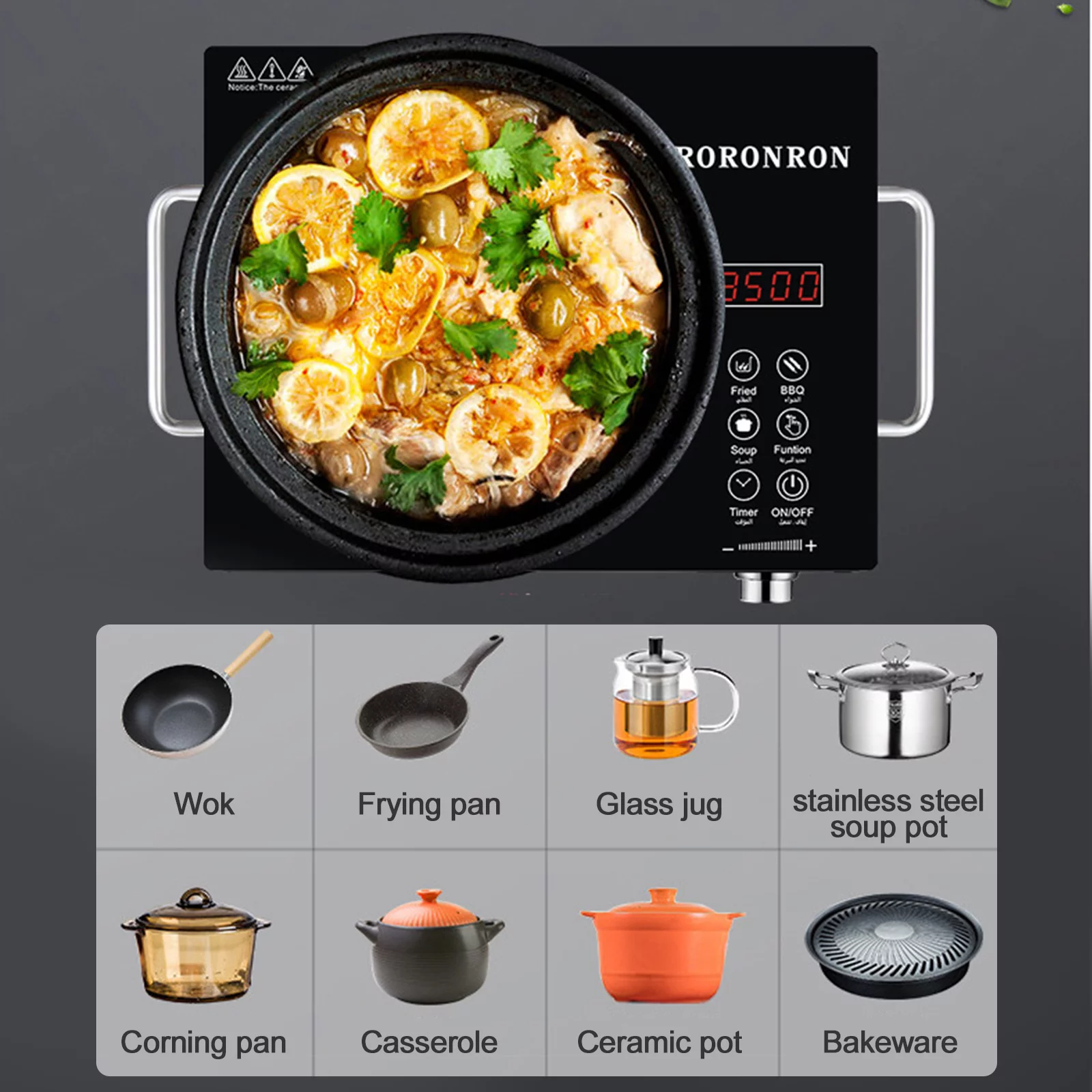 Wobythan  Electric Stove ,2200W Electric Ceramic Stove Infrared Induction Cooker Home Cooktop Cooking Furnace US 110V