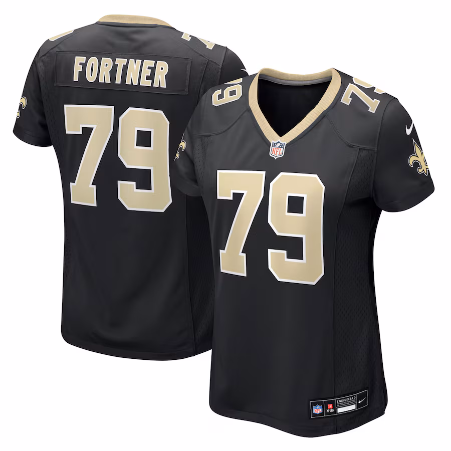 Women's New Orleans Saints Luke Fortner Nike Black Team Game Jersey
