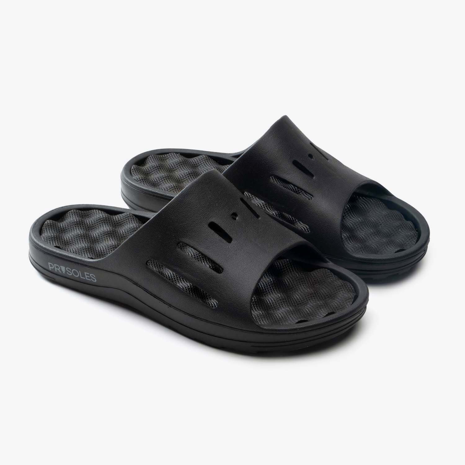 PR Soles Sandals | Foot Massaging & Recovery Footwear | Mens & Womens Slides | Black | XXXL | (W) 13 | (M) 12 - Curated Treasures Market