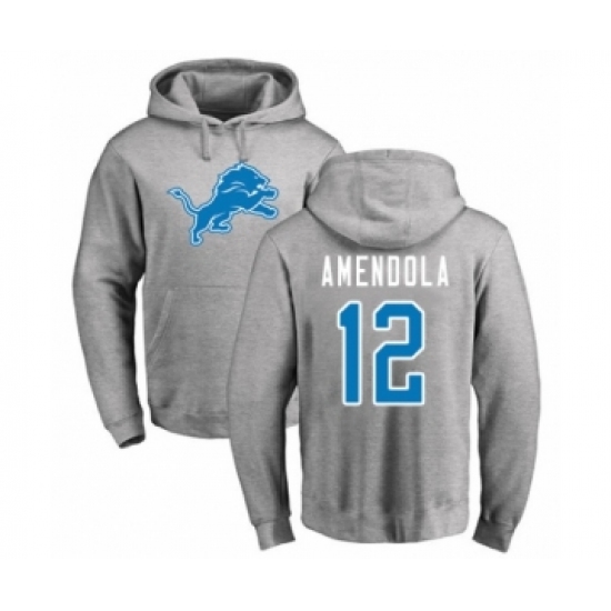 Football Detroit Lions #12 Danny Amendola Ash Name & Number Logo Pullover Hoodie