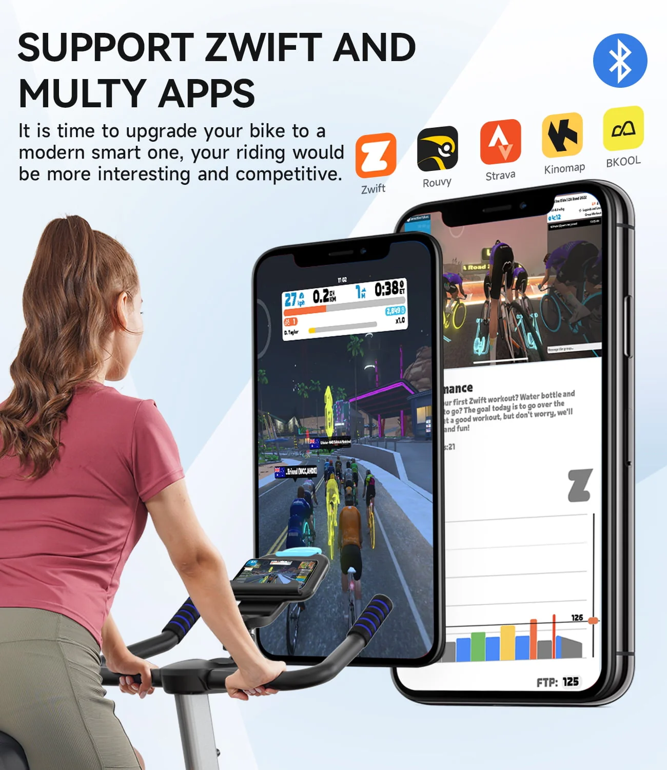 Pooboo Bluetooth Magnetic Exercise Bike Indoor Cycling Bike Stationary with Heavy-duty Flywheel for Home Cardio Workout 350Lbs