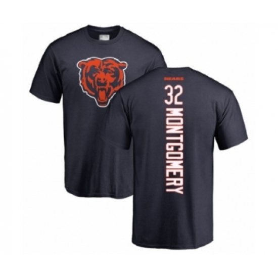 Football Chicago Bears #32 David Montgomery Navy Blue Backer T-Shirt