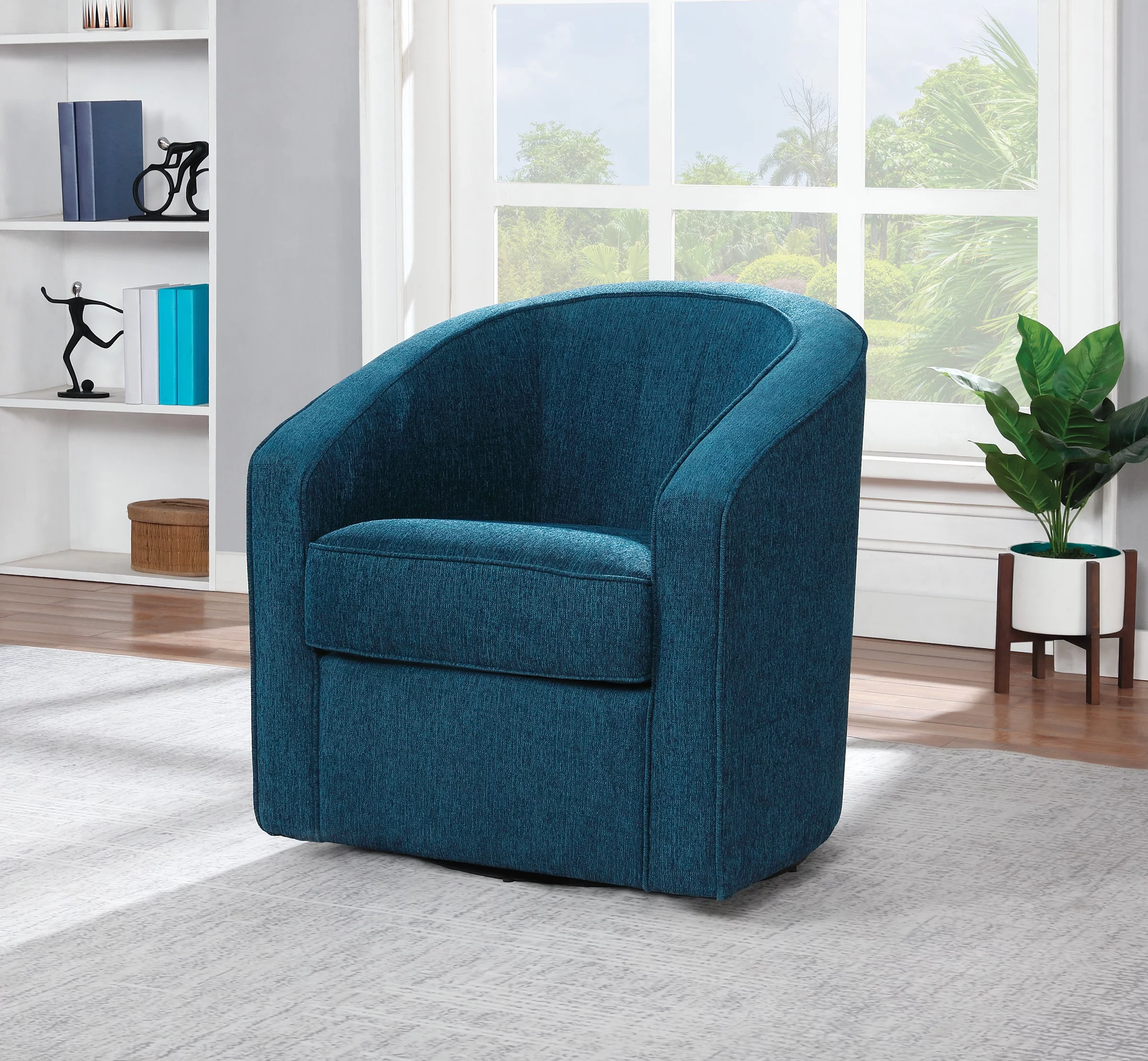 OSP Home Furnishings Danica Swivel Chair, Azure Fabric - Curated Treasures Market