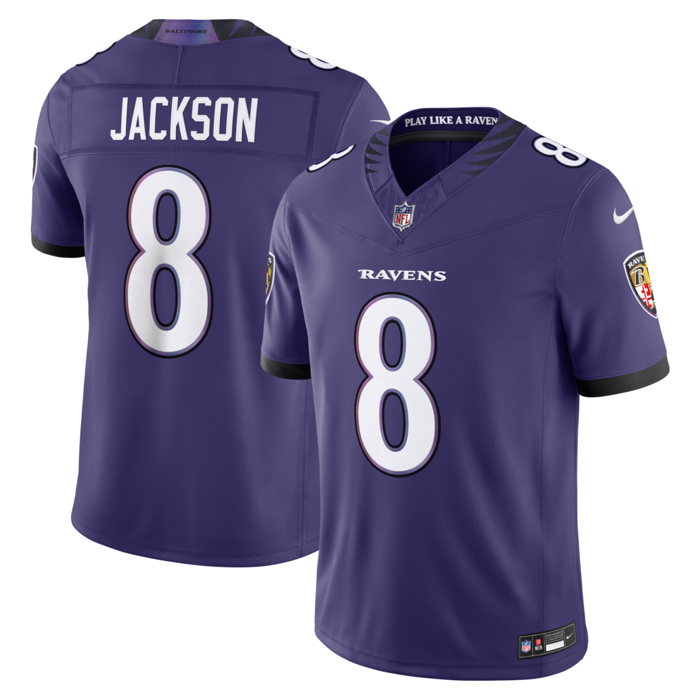 Men's Baltimore Ravens Lamar Jackson Nike Purple Vapor F.U.S.E. Sewn Down Limited Jersey