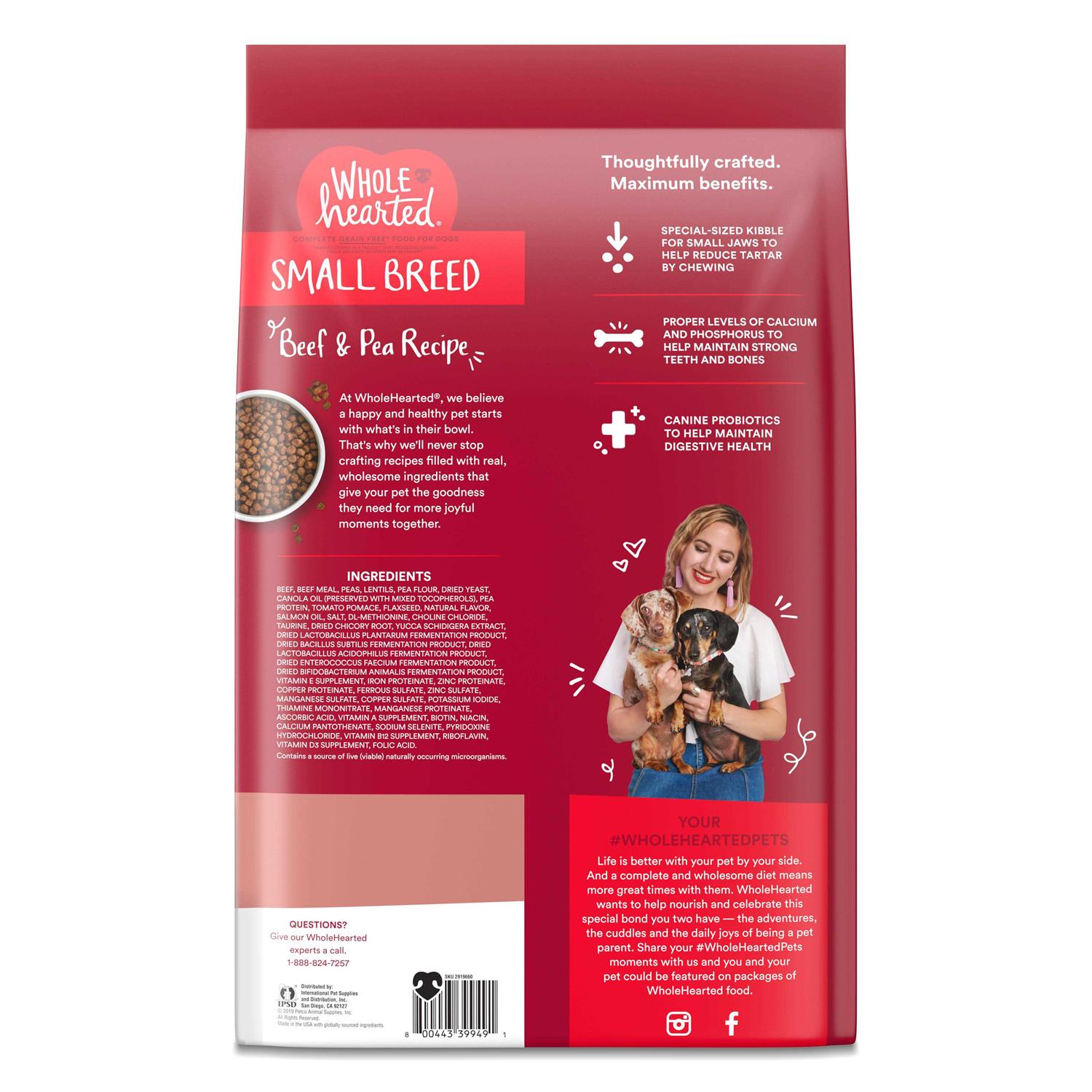WholeHearted Grain Free Beef & Pea Recipe Small Breed Adult Dry Dog Food