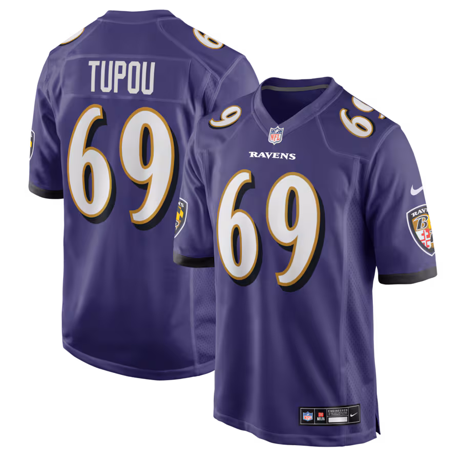 Men's Baltimore Ravens Josh Tupou Nike Purple Team Game Jersey