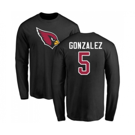 Football Arizona Cardinals #5 Zane Gonzalez Black Name & Number Logo Long Sleeve T-Shirt