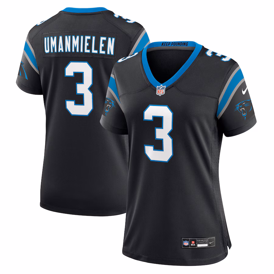 Women's Carolina Panthers Princely Umanmielen Nike Black Team Game Jersey