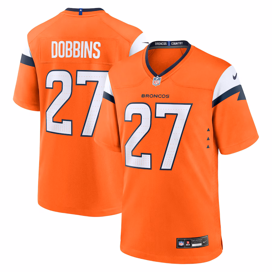 Men's Denver Broncos J.K. Dobbins Nike Orange Team Game Jersey