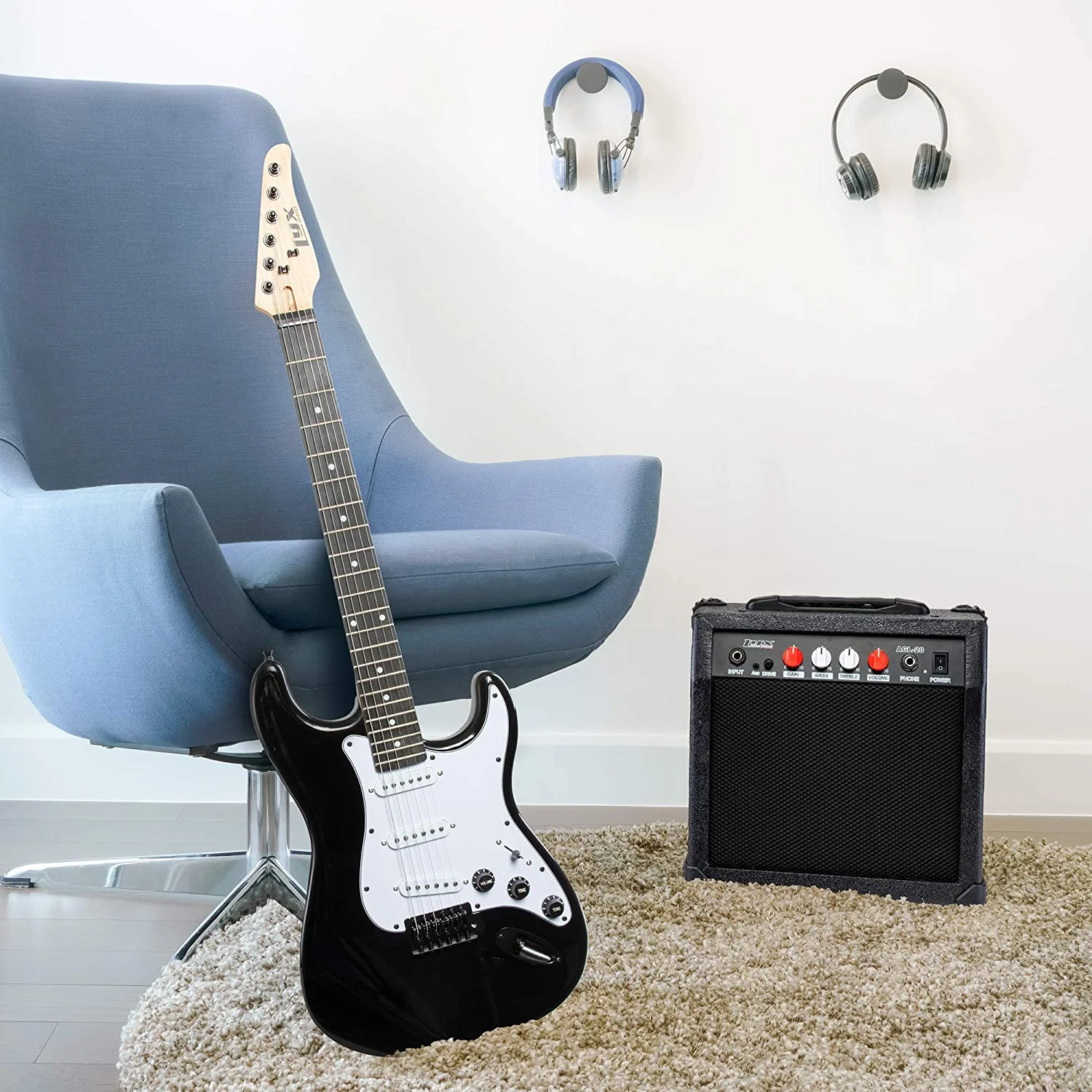 LyxPro CS 39” Beginner Electric Guitar & Electric Guitar Accessories, Black - Curated Treasures Market