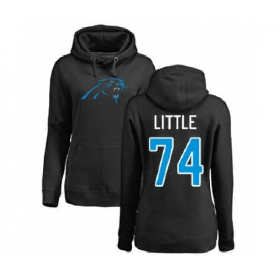 Football Women's Carolina Panthers #74 Greg Little Black Name & Number Logo Pullover Hoodie