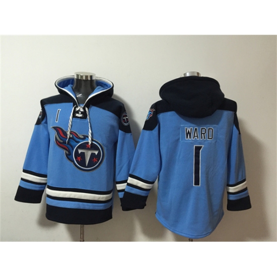 Men's Tennessee Titans #1 Cameron Ward Blue Lace-Up Pullover Hoodie
