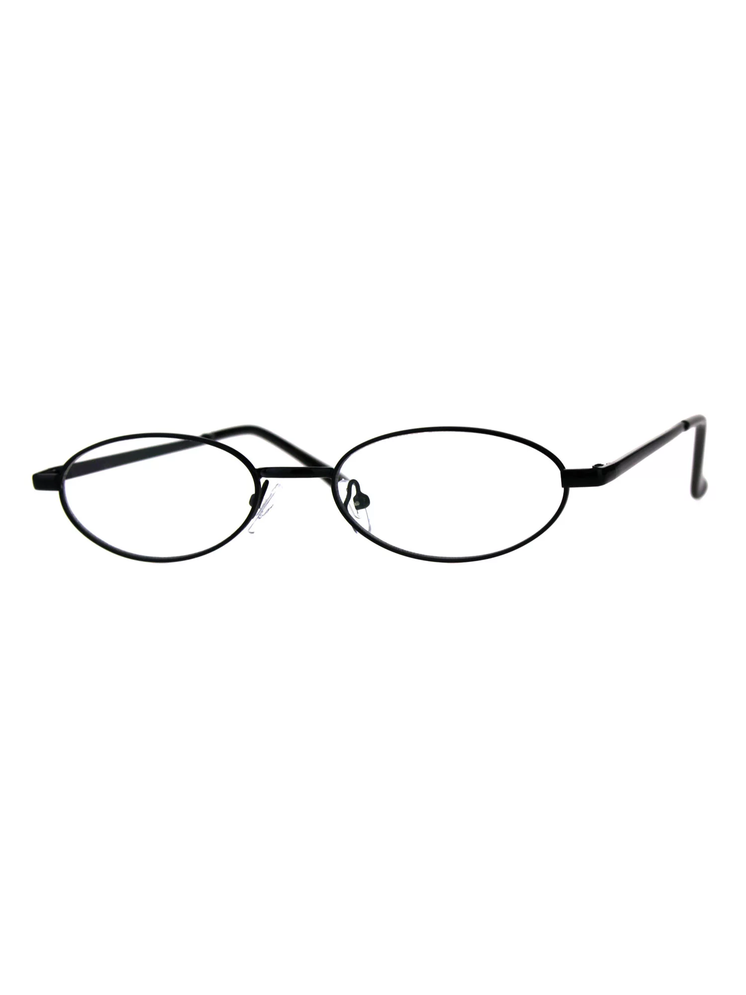 Extra Narrow Oval Metal Rim Round Retro Vintage Clear Lens Eye Glasses Black - Curated Treasures Market