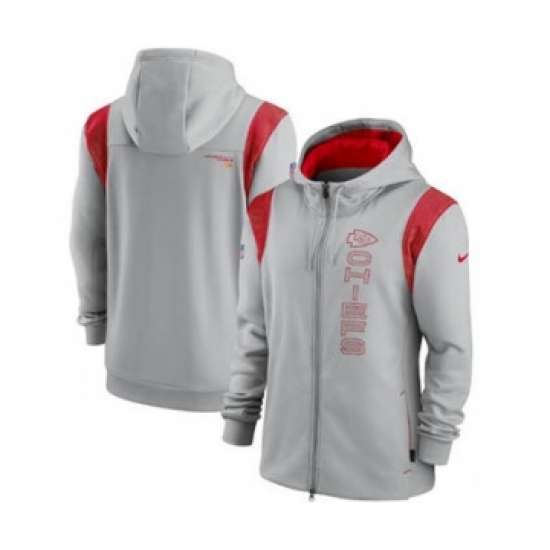 Men's Kansas City Chiefs 2021 Gray Sideline Team Performance Full-Zip Hoodie