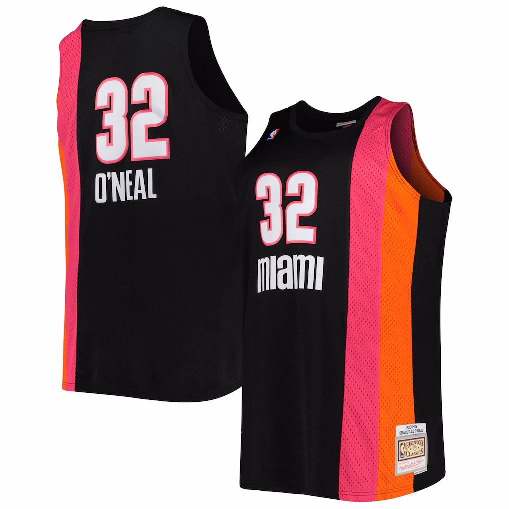 Men's Miami Heat Shaquille O'Neal Mitchell & Ness Black Big & Tall Hardwood Classics 2005/06 Swingman Jersey
