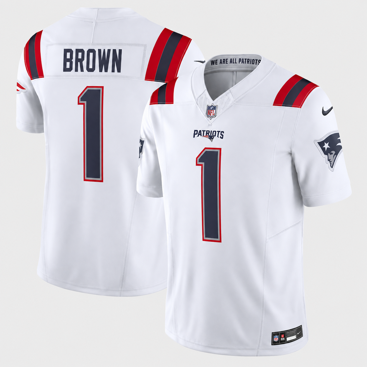 Men's New England Patriots A.J. Brown Nike White Vapor F.U.S.E. Limited Jersey