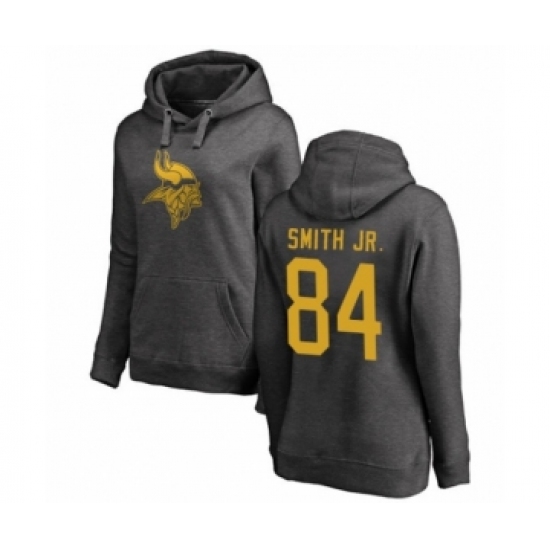 Football Women's Minnesota Vikings #84 Irv Smith Jr. Ash One Color Pullover Hoodie