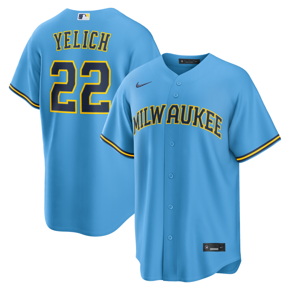 Men's Milwaukee Brewers Christian Yelich Nike Light Blue Road Replica Jersey